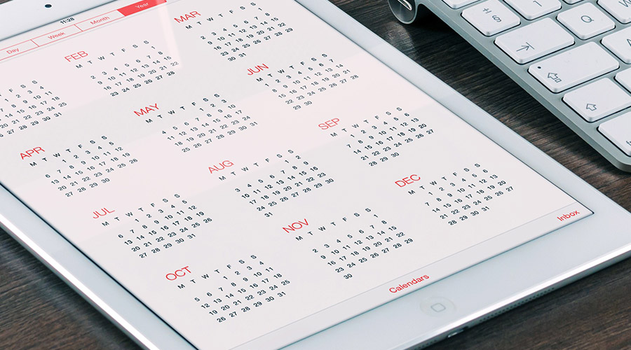 Calendrier sur tablette