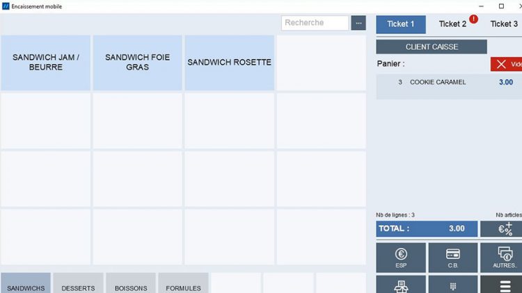 Ecran caisse mobile