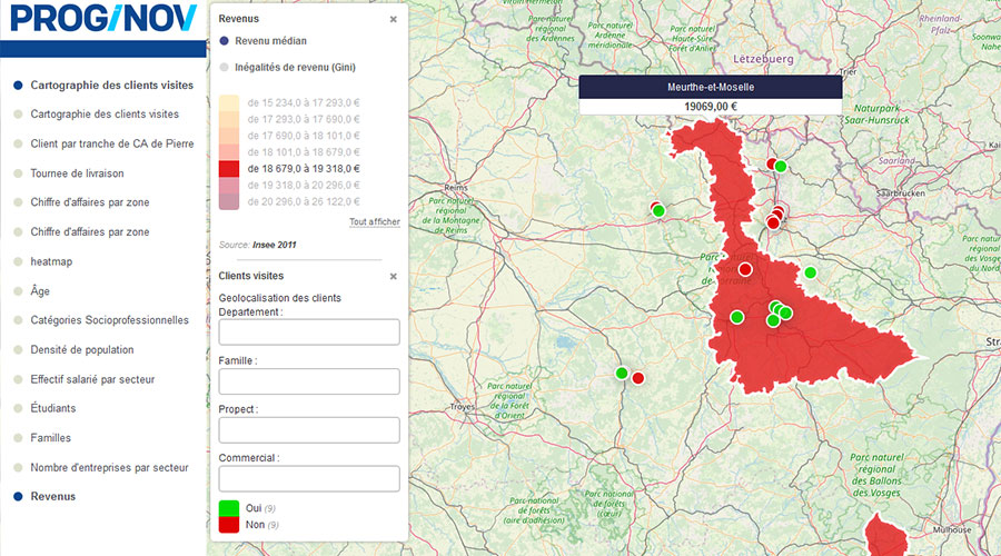 Application cartographique dans Proginov ERP