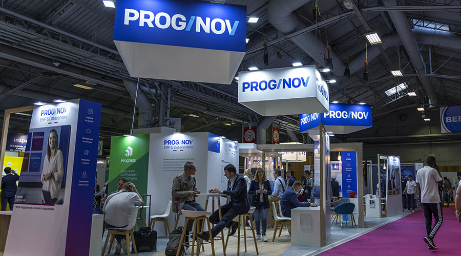 Le stand Proginov au salon Solutions 2023 à Paris Portes de Versailles.