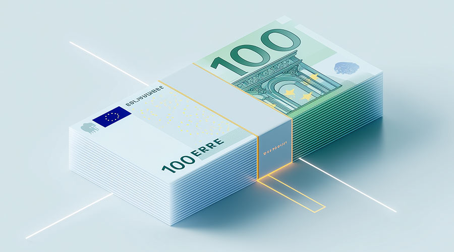 Générée par IA : pile de billets de 100 euros