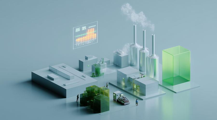 Composants et tableau de bord du bilan GES d'entreprise - Image générée par IA