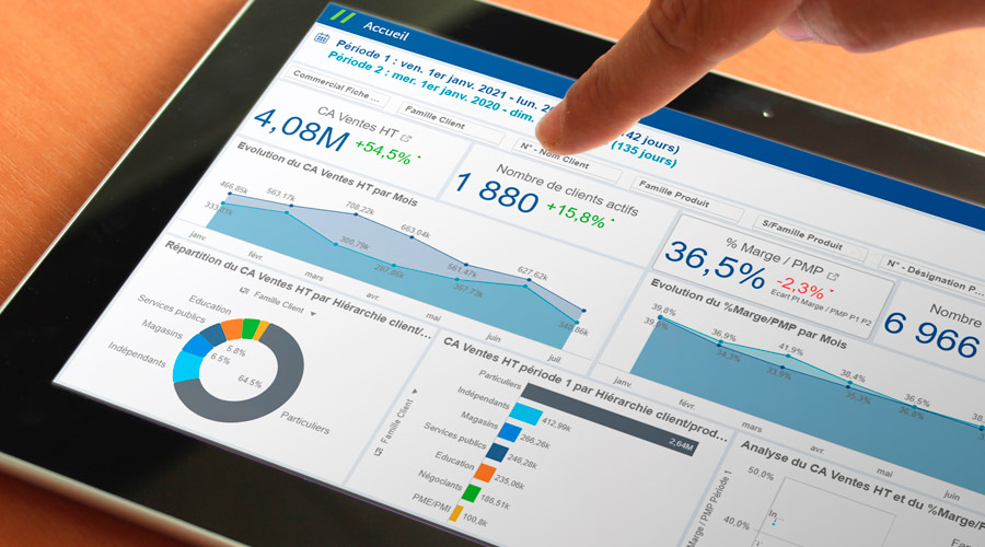 Tableau de bord de gestion sur tablette