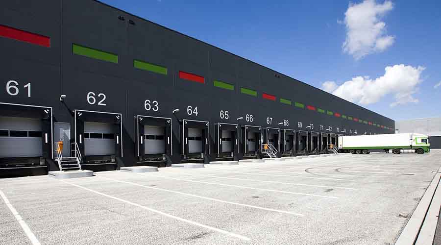 Loading docks of a logistics warehouse